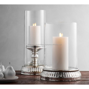 <b>Glass</b> Cylindrical <b>Hurricanes</b> Candle Stand Pedestal Metal Base Pillar Holder for Home and Wedding Tabletop Decor - Product Image 4