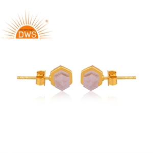 Boucles d'oreilles en forme de crayon en argent sterling, quartz rose naturel, fabrication de bijoux - Product Image 3