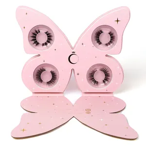 ODM OEM ciglia farfalla libro viola rosa farfalla scatola imballaggio all'ingrosso Lashbox imballaggio con farfalle