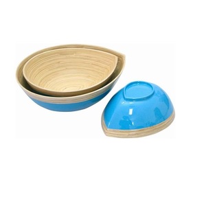 Tazón de ensalada de fibra de bambú de alta calidad para servir, decorativo, al por mayor, para uso doméstico, juego de vajilla de madera, empaquetado en caja. - Product Image 3