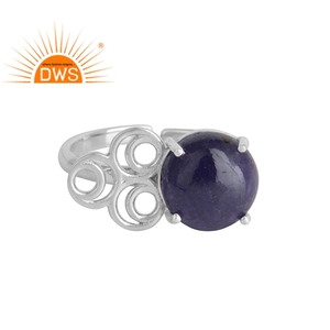 White Rhodium Plated Free Size <b>Ring</b> Tanzanite Gemstone Jewelry Supplier Girls Wear <b>925</b> <b>Silver</b> Jewelry Wholesaler - Product Image 1