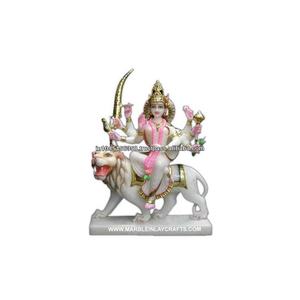 เทพธิดา Durga ที่สวยงามจากรูปปั้นหินอ่อนสีขาว - Product Image 1