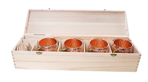 Ensemble de 4 tasses en cuivre martelé brillant fini avec 4 verres à shot, 4 pailles et plateau pour usage domestique - Product Image 6