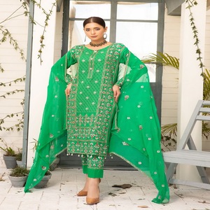 Señoras Algodón Kameez Shalwar Design Ropa de fiesta para mujer Salwar Kameez Trajes hechos de césped - Product Image 1