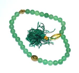 พลอยควอตซ์คริสตัลธรรมชาติแกะสลัก33เม็ดสีเขียว Aventurine tasbih แบบกึ่งมีค่า - Product Image 1
