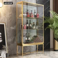 French Restaurant Living Room Leather LED Rack Storage Cooler Glass White Cigar Wine Cabinet Furniture