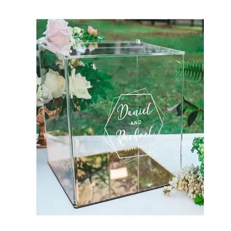 Caja de tarjeta de boda de acrílico transparente de diseño clásico caja de tarjeta transparente de tamaño personalizado de Calidad exclusiva a la venta