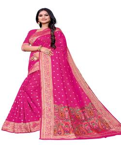 Banarasi Soie Jacquard Saree avec Chemisier Femmes Porter Dames Fête Festival Usage Quotidien Doux Coton Soie Sari En Gros Bas Prix Apparelgarment - Product Image 1