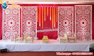 Escenario de temática romana de boda canadiense, escenario de fibra de lujo para interiores, escenario blanco - Product Image 5