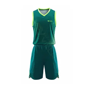 Uniforme de basquete masculino cor verde para venda uniforme de basquete de sublimação confortável personalizado vestuário de alta qualidade