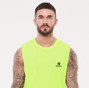 Custom Logo Sleeveless Gym <b>Workout</b> <b>Tank</b> <b>Top</b> Vest for Men Streetwear Deep Arm Hole Stringer in Parrot Green Casual Knitted Style - Product Image 3