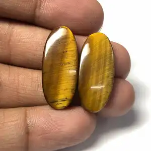 Hot Selling Affordable Price Unique 100% Natural Tiger Eye Smooth Oval Flatback Cabochons For Jewelry Making By Indian Supplier