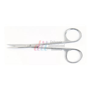 Ciseaux à iris droits courbés à usage unique de 4,5 pouces, en acier inoxydable jetable, ensemble d'instruments chirurgicaux de précision stériles - Product Image 1