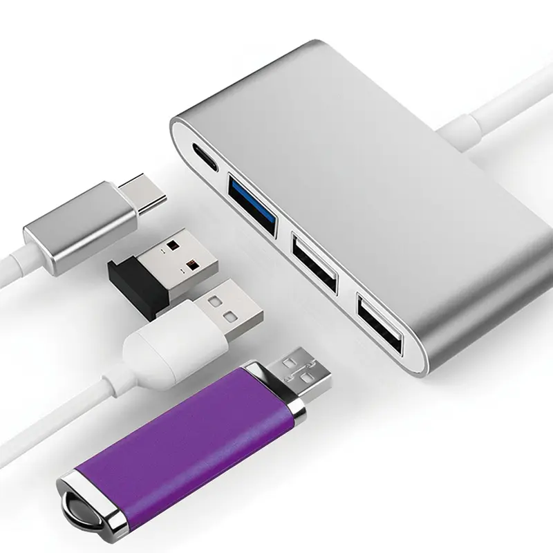 USB3.0ハブアルミニウム4ポート超スリム高速5GbpsUSBアダプタータイプCフラッシュドライブキーボード用ラップトップ電話用データポート