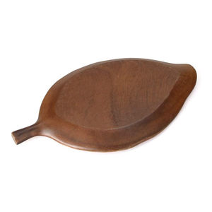 Plateau en bois sculpté à la main en forme de feuille, plateau de service à fruits en bois naturel, assiettes en bois brun à bas prix - Product Image 3