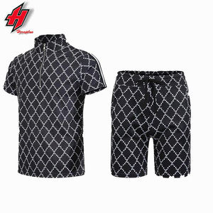 Conjunto de pantalones cortos personalizados para hombre, conjunto de dos piezas con estampado OEM/ODM, algodón suave orgánico, Top de verano - Product Image 3