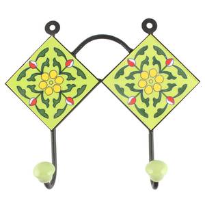Green Ceramic Flower Portable removable Bag Hooks <b>Kids</b> <b>Clothes</b> Holders <b>Kids</b> <b>Clothes</b> Hangers Durable Indian Craft - Product Image 2