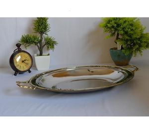 Vantage-Bandeja ovalada moderna y lujosa de acero inoxidable con asas de acrílico, bandeja pulida brillante para uso en el hogar y la cocina - Product Image 5