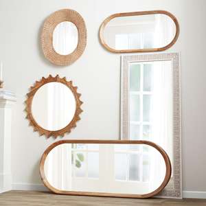 <b>Antique</b> Shape Rattan Mirror in Woven Rattan with Bronze Color Design Perfect for Modern Bathroom and Kitchen Decor - Product Image 2