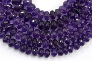 13" Long Strand Natural Amethyst Gemstone Faceted Rondelle Shape Beads Wholesale Natural <b>Blue</b> for Jewelry Making - Product Image 5