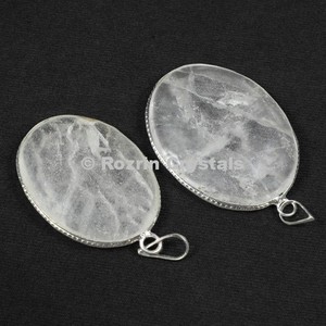 Pendentifs ovales style punk à trois pierres en agate et strass - Product Image 1
