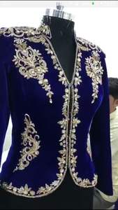 Design moderne 2022 nouvelle broderie lourde Dabka perles de cristal verre pierre travail belle velours veste pantalon robe lin soie - Product Image 2