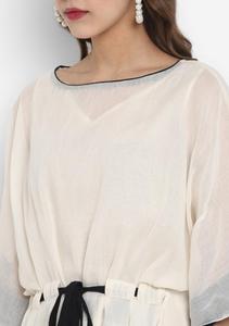 100% Soft Breathable Cotton <b>Kaftan</b> Night Dress Washable Floor-Length Ivory Half Sleeves Solid Pattern Pajama - Product Image 5