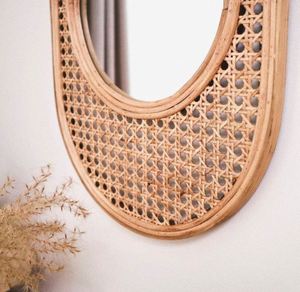Elegante espejo de ratán con forma de Luna, acabado artesanal, perfecto para restaurante, colgante de pared decorativo y exhibición elegante - Product Image 6
