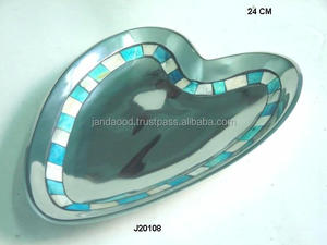 Bol de service en fonte d'aluminium poli miroir avec mosaïque de bols en aluminium et en métal vadrouille et corne - Product Image 4