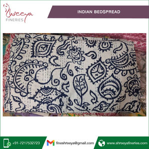 Bông cổ điển màu vàng chim in kantha bộ đồ giường ném chăn/handmade bedspread - Product Image 6