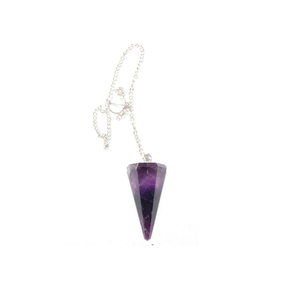 Pierre Semi-Précieuse Artisanat Améthyste 6 Pendules Cônes à Facettes avec Chaînes - Product Image 1