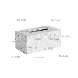 Juego de dos cajas de servilletas de madera con caja de pañuelos de nácar caja de pañuelos de forma cuadrada para decoración del banquete de boda - Product Image 3