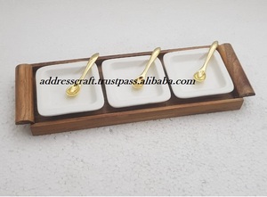 Plateau de service de chocolats en bois avec ensemble de bols bol à Dessert de taille personnalisée de qualité supérieure avec plateau pour l'utilisation de service d'hôtel à la maison - Product Image 3