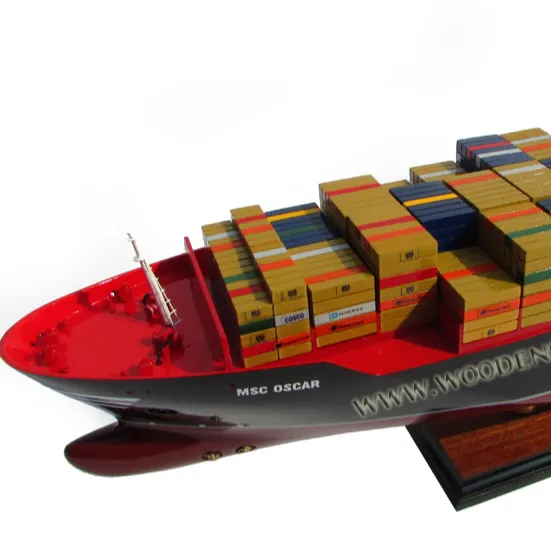 MSC OSCAR CONTAINER WOODEN MODEL SHIPS - TANKER WOODEN SHIP MODEL