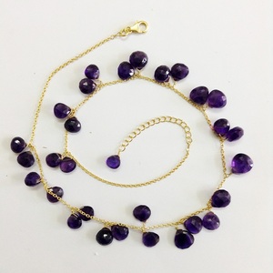 Bijoux en argent Sterling plaqué or 925, pierres précieuses améthyste, chaîne à maillons, collier tendance, vêtements de fête, colliers cadeaux de mariage - Product Image 2