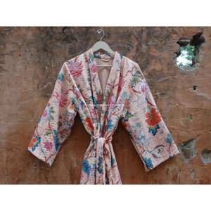 Peignoir Maxi indien en coton, tenue de nuit, Kimono imprimé, faite à la main, Style kanytha, vente en gros, couleur rose - Product Image 6