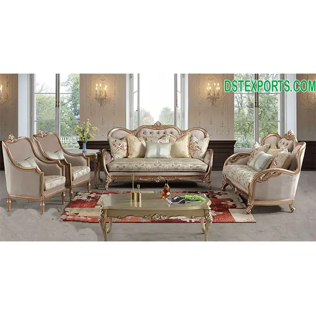 Klasik el yapımı İtalyan tarzı koltuk takımı son el oyma sağlam ahşap kanepe koltuk takımı fransız tarzı barok oturma odası mobilya