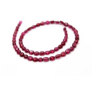 ลูกปัดหินสปิเนลสีแดงธรรมชาติรูปไข่เรียบ3X4MM ถึง4X6MM ยาว11นิ้ว - Product Image 2