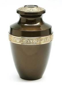 Nouvelle urne et souvenirs de crémation de cendres en métal attentives avec bande sculptée Urnes de cendres funéraires de couleur noire à vendre - Product Image 5