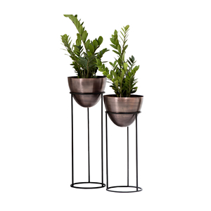 Juego de soporte de maceta gris de Metal de diseño personalizado de fábrica India para uso en interiores y exteriores de jardín de casa - Product Image 5