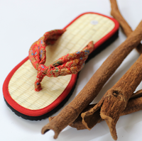 Tongs et sandales légères et respirantes en soie de cannelle et jonc de mer naturel, motif floral, tendance mode été-printemps, le meilleur du Vietnam