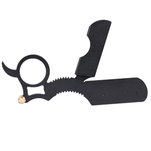 Rasoirs à bord droit en acier inoxydable de 12cm approuvés CE pour hommes Instruments de soins de beauté avec ciseaux à cheveux noirs et argentés - Product Image 4