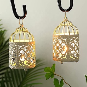 ที่วางเทียนโลหะขนาดเล็ก,ที่แขวนกรงนกโคมไฟ Tealight กลวงที่วางเทียนสำหรับโต๊ะงานแต่งงานปาร์ตี้วาเลนไทน์ - Product Image 5