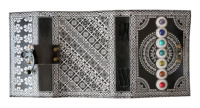 Livre des ombres Grimoire Seven Stone Silver avec Journal en cuir véritable noir Journal pour papiers en coton unisexe sans doublure