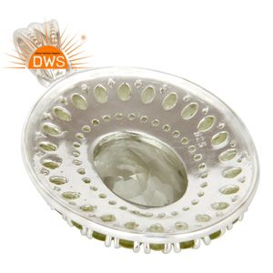 Natural Peridot and Green Amethyst Gemstone Pendant <b>Chunky</b> Oval Shape 925 Silver Women's Pendant Jewelry Supplier - Product Image 3