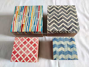 Caja de almacenamiento con incrustaciones de hueso de terciopelo verde oscuro azul negro hecho a mano de la mejor calidad del fabricante, caja de regalo de calidad rectangular para anillos - Product Image 2