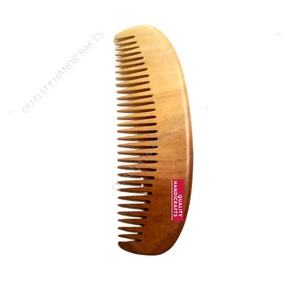 Peine de madera de acacia hecho a mano de alta calidad, artesanía india ecológica con mango de bambú, logotipo personalizado de Quality Handicrafts - Product Image 2