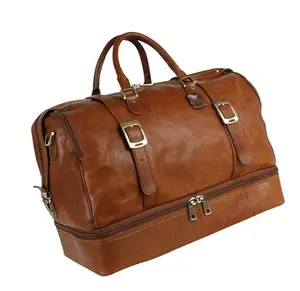 Leather Travel Luggage Bag、Mens Duffle CarryにHandbag