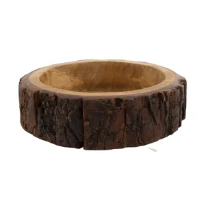 Cuenco para servir tallado ecológico Barkwood para ensaladas - Product Image 1