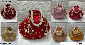 Hecho a mano Potli con bordado antiguo y cordón bolso de embrague - Product Image 3